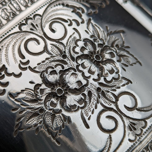 Circa 1890 British antique silver plate teapot James Dixon & Sons